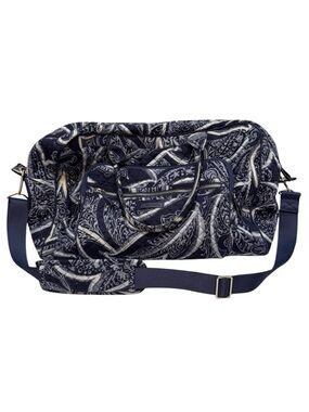 Vera Bradley Iconic Blue Quilted Indigo Paisley Weekender Travel Duffel Bag